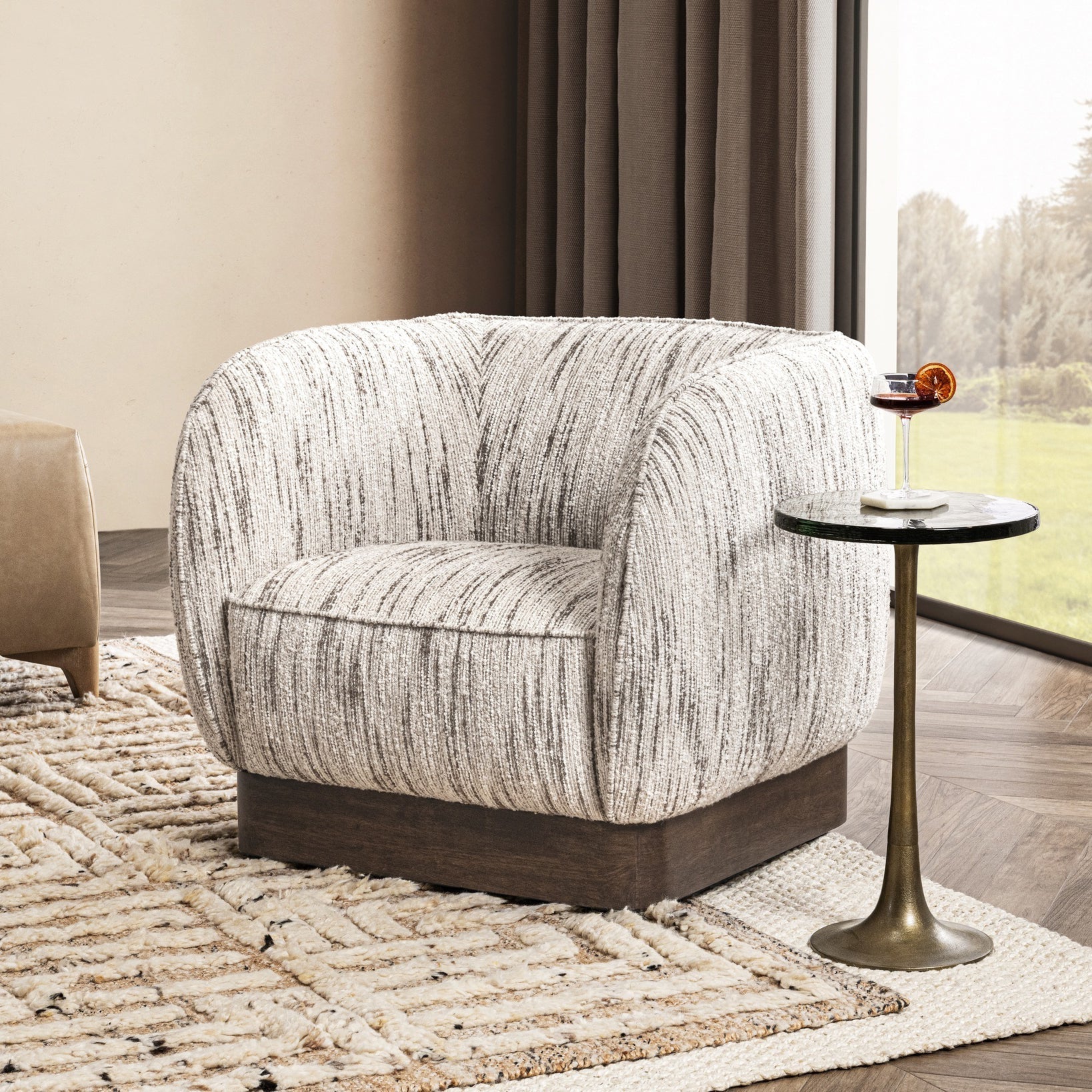 Rinner Cocoa Cream Swivel Chair - Ornate Home