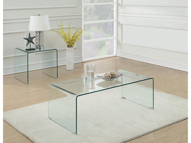 Ripley Clear 2-piece Bent Glass Coffee and End Table Set - Ornate Home