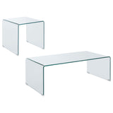 Ripley Clear 2-piece Bent Glass Coffee and End Table Set - Ornate Home