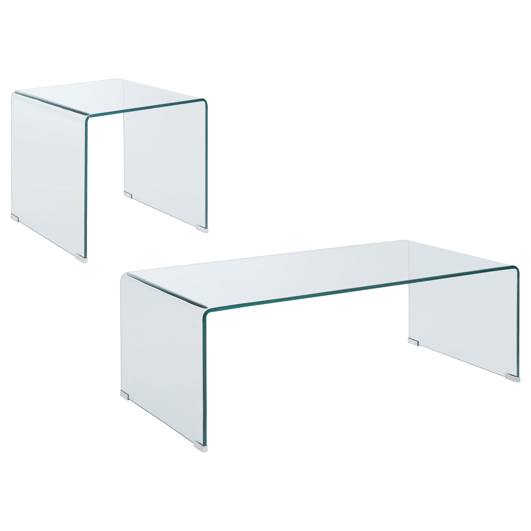 Ripley Clear 2-piece Bent Glass Coffee and End Table Set - Ornate Home