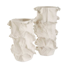 Ripple Crest White Vases (Set of 2) - Ornate Home