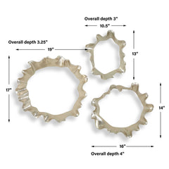 Ripple Effect Silver Wall Art (Set of 3) - Ornate Home