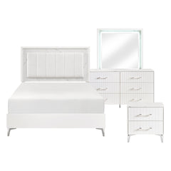Ripple White 4pc Bedroom Set - Ornate Home