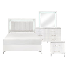 Ripple White 4pc Bedroom Set - Ornate Home