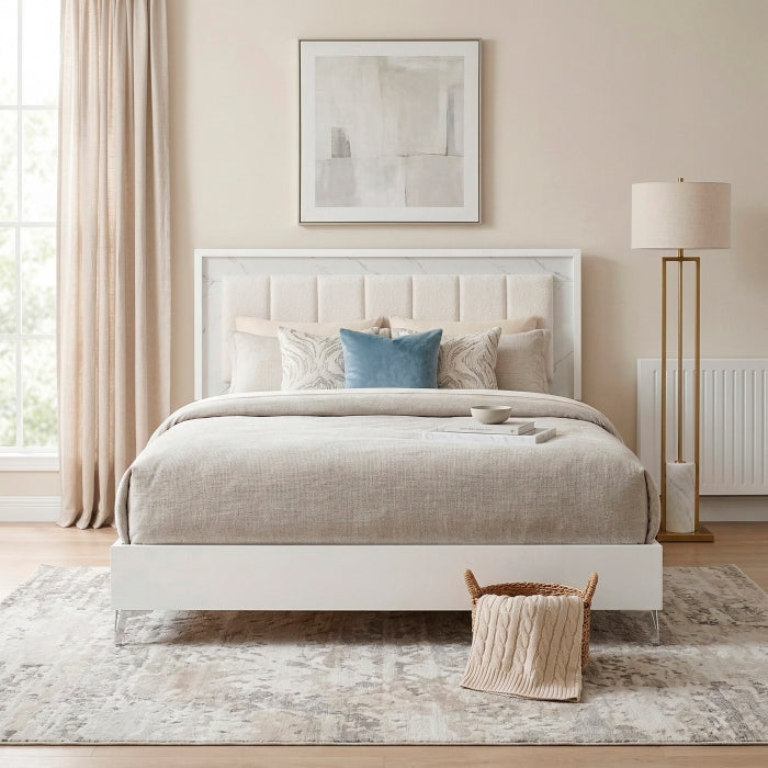 Ripple White California King Bed - Ornate Home