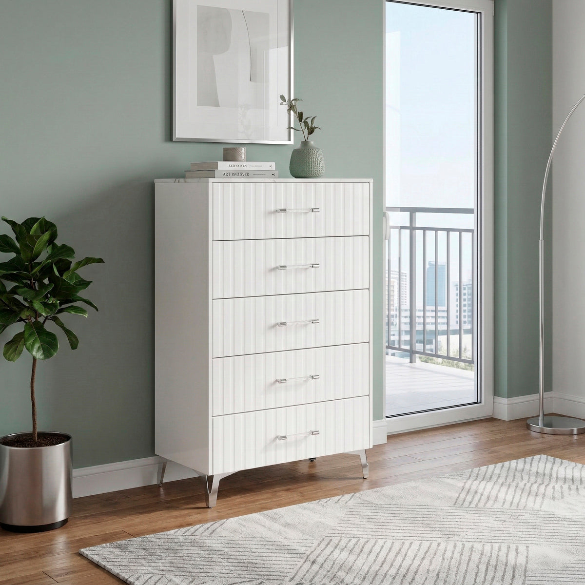 Ripple White Chest - Ornate Home