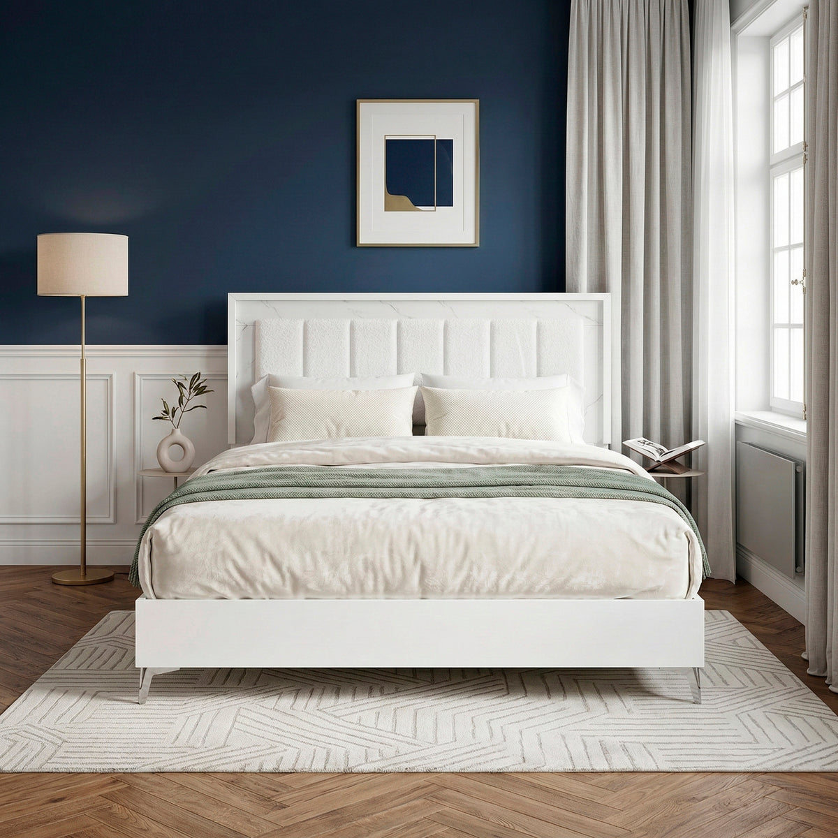Ripple White Eastern King Bed - Ornate Home