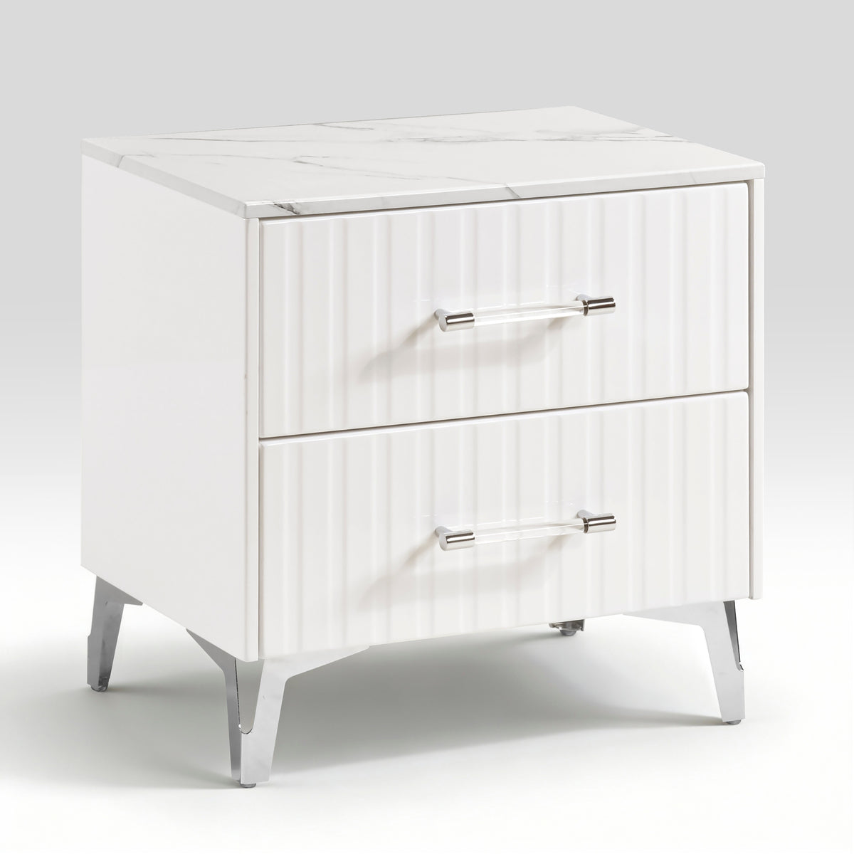 Ripple White Nightstand - Ornate Home