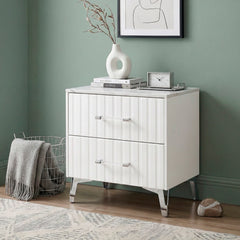 Ripple White Nightstand - Ornate Home