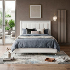 Ripple White Queen Bed - Ornate Home