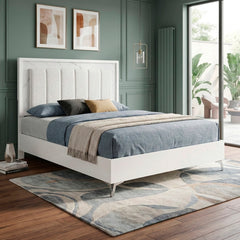 Ripple White Queen Bed - Ornate Home