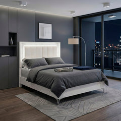 Ripple White Queen Bed - Ornate Home