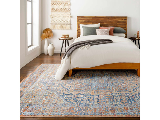 Ripponlea Blue&Orange Medallion Rug - Ornate Home