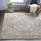 Ripponlea Blue&Orange Medallion Rug - Ornate Home