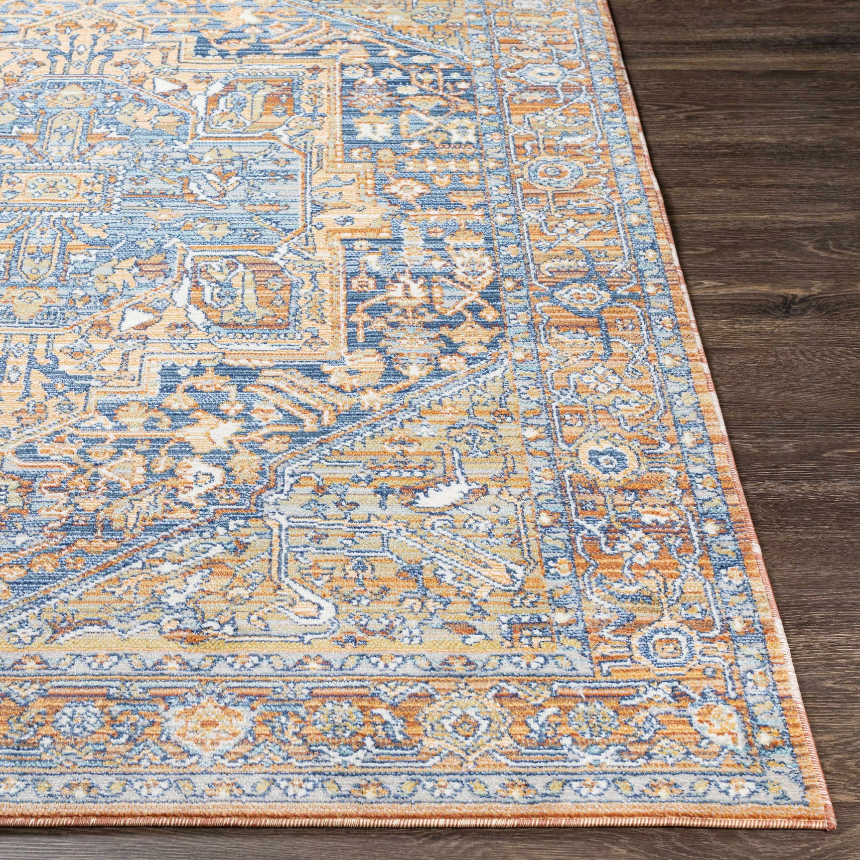 Ripponlea Blue&Orange Medallion Rug - Ornate Home