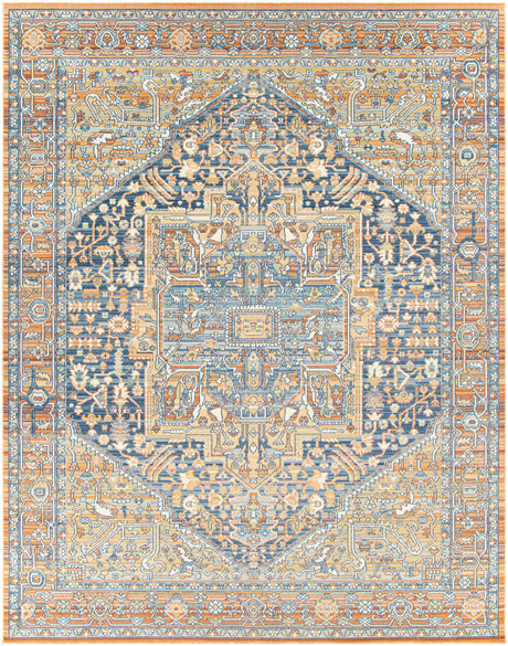 Ripponlea Blue&Orange Medallion Rug - Ornate Home
