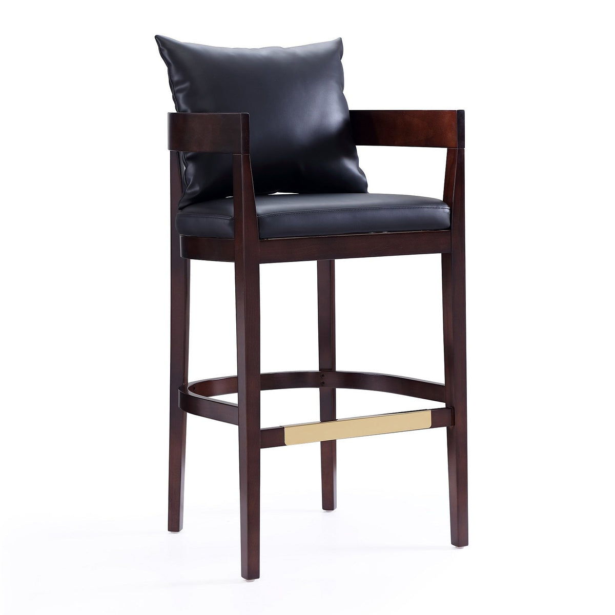 Manhattan Comfort Ritz Barstool in Black and Dark Walnut | Ornate Home