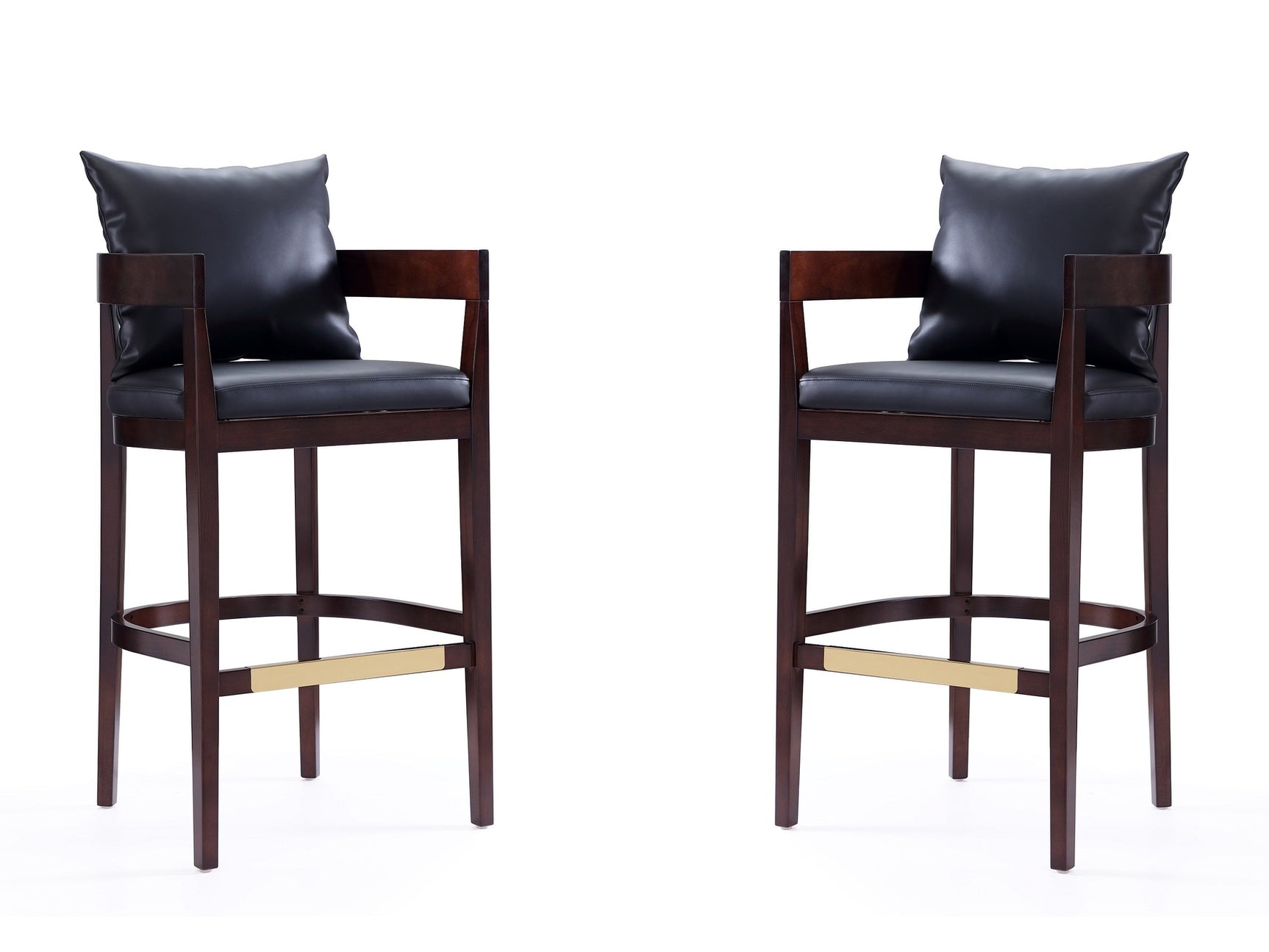 Ritz Barstool in Black and Dark Walnut (set of 2) - Ornate Home