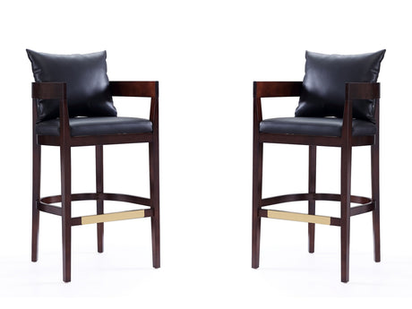 Ritz Barstool in Black and Dark Walnut (set of 2) - Ornate Home
