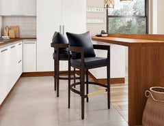Ritz Barstool in Black and Dark Walnut (set of 2) - Ornate Home