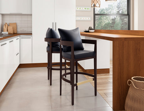 Ritz Barstool in Black and Dark Walnut (set of 2) - Ornate Home