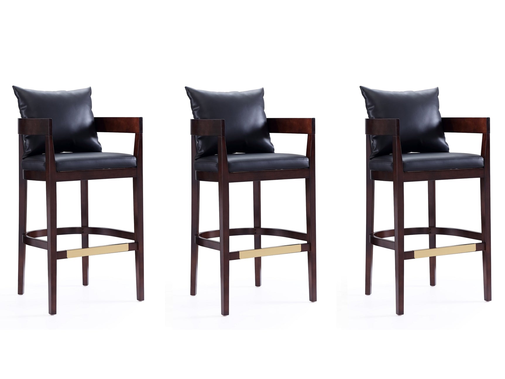 Ritz Barstool in Black and Dark Walnut (set of 3) - Ornate Home