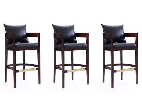 Ritz Barstool in Black and Dark Walnut (set of 3) - Ornate Home