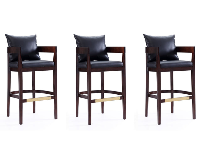 Ritz Barstool in Black and Dark Walnut (set of 3) - Ornate Home
