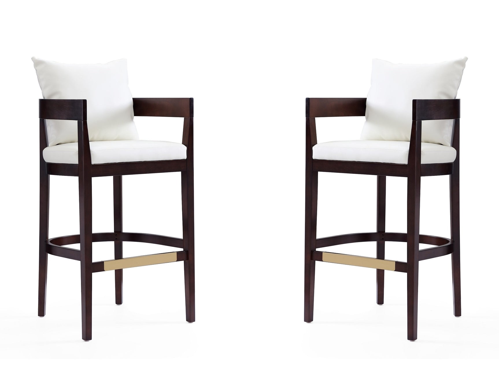 Ritz Barstool in Ivory and Dark Walnut (set of 2) - Ornate Home