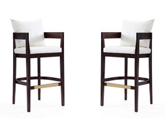 Ritz Barstool in Ivory and Dark Walnut (set of 2) - Ornate Home