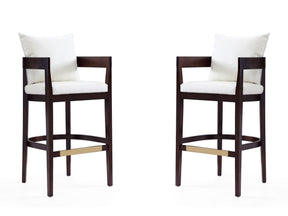 Ritz Barstool in Ivory and Dark Walnut (set of 2) - Ornate Home