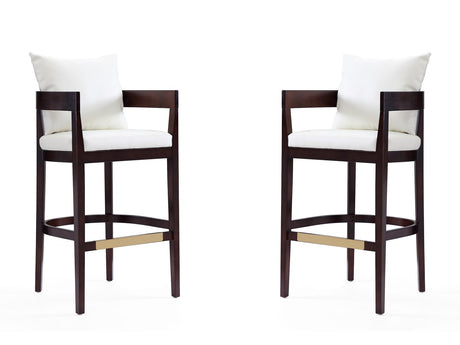 Ritz Barstool in Ivory and Dark Walnut (set of 2) - Ornate Home