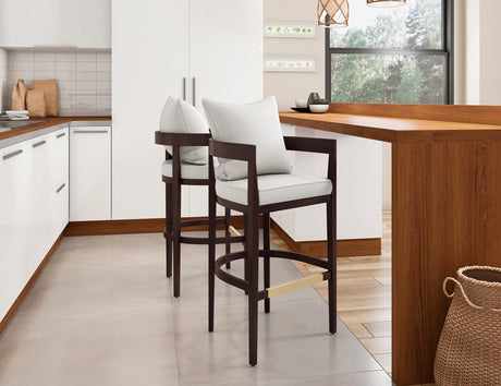 Ritz Barstool in Ivory and Dark Walnut (set of 2) - Ornate Home