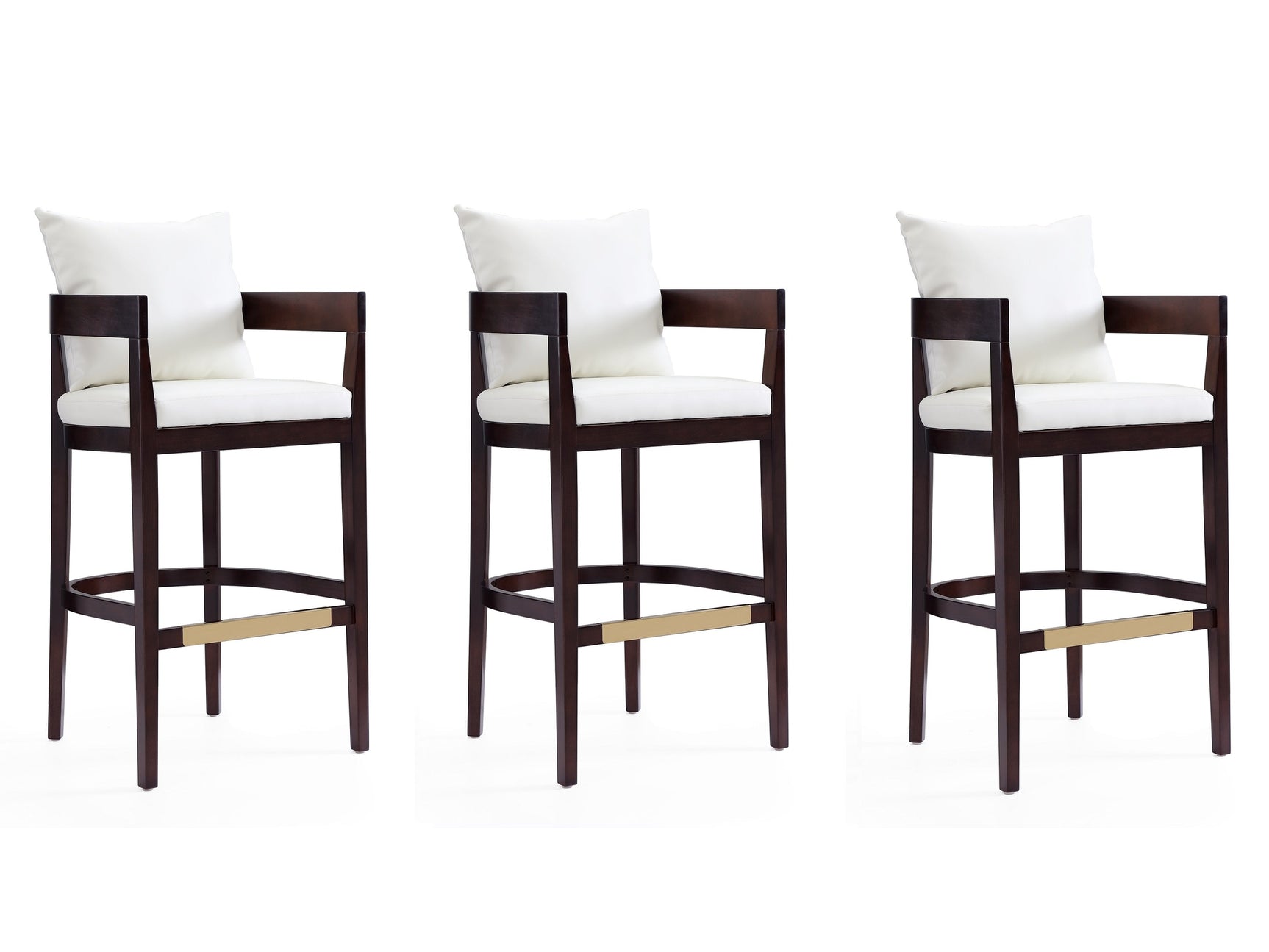Ritz Barstool in Ivory and Dark Walnut (set of 3) - Ornate Home