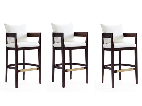 Ritz Barstool in Ivory and Dark Walnut (set of 3) - Ornate Home
