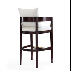 Ritz Barstool in Ivory and Dark Walnut (set of 3) - Ornate Home