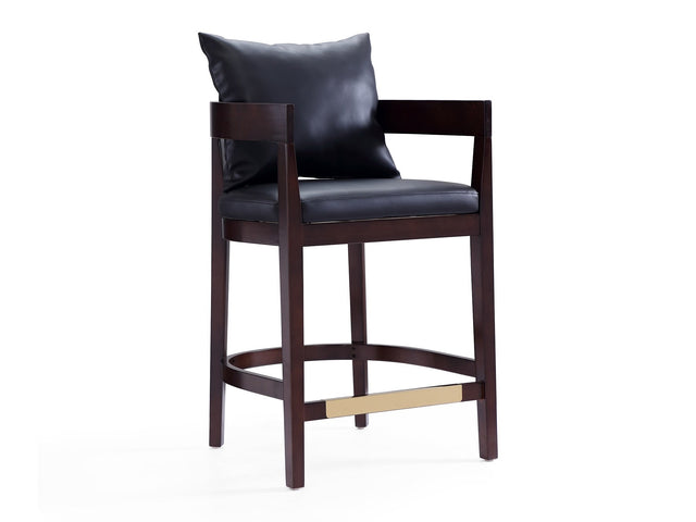 Ritz Counter Stool in Black and Dark Walnut - Ornate Home