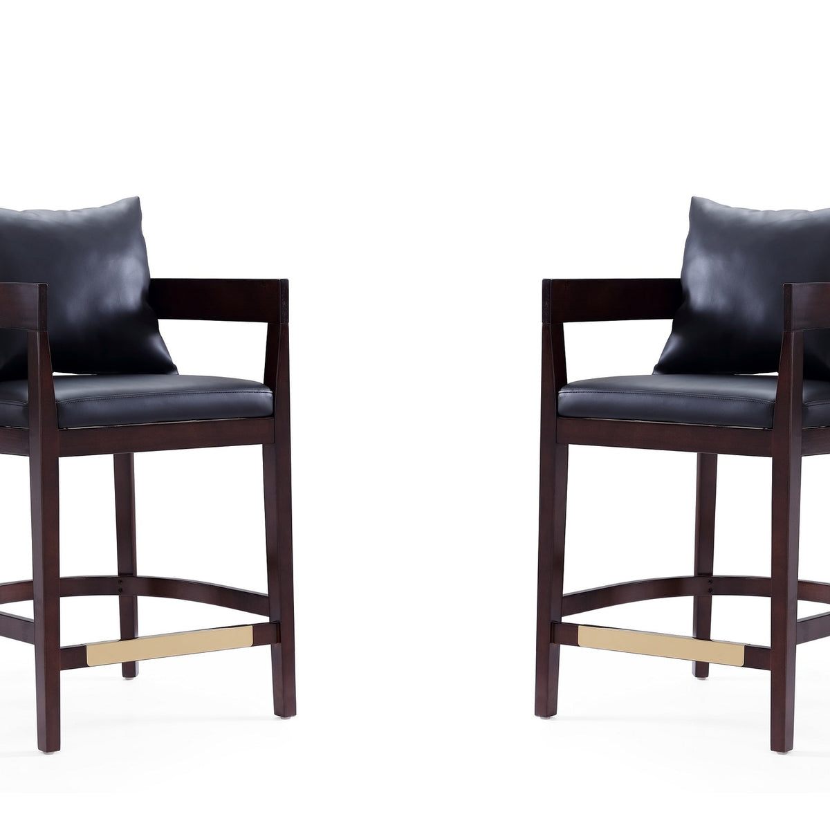 Manhattan Comfort Ritz Counter Stool in Black and Dark Walnut (set of 2 ...