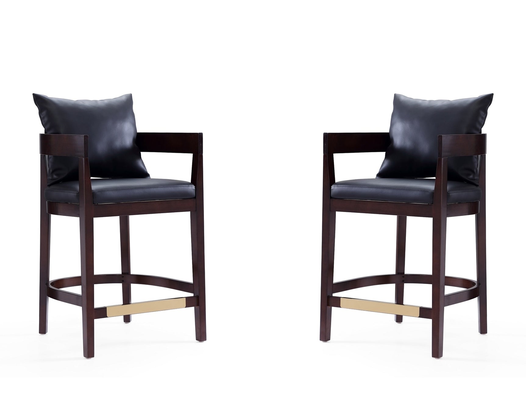 Ritz Counter Stool in Black and Dark Walnut (set of 2) - Ornate Home