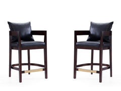 Ritz Counter Stool in Black and Dark Walnut (set of 2) - Ornate Home