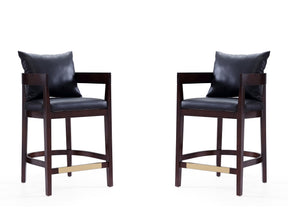 Ritz Counter Stool in Black and Dark Walnut (set of 2) - Ornate Home