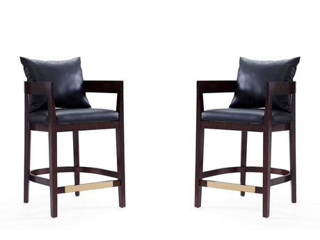 Ritz Counter Stool in Black and Dark Walnut (set of 2) - Ornate Home