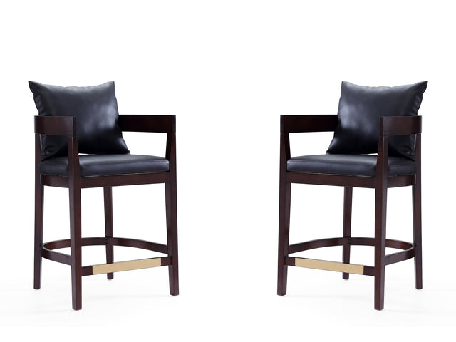 Ritz Counter Stool in Black and Dark Walnut (set of 2) - Ornate Home