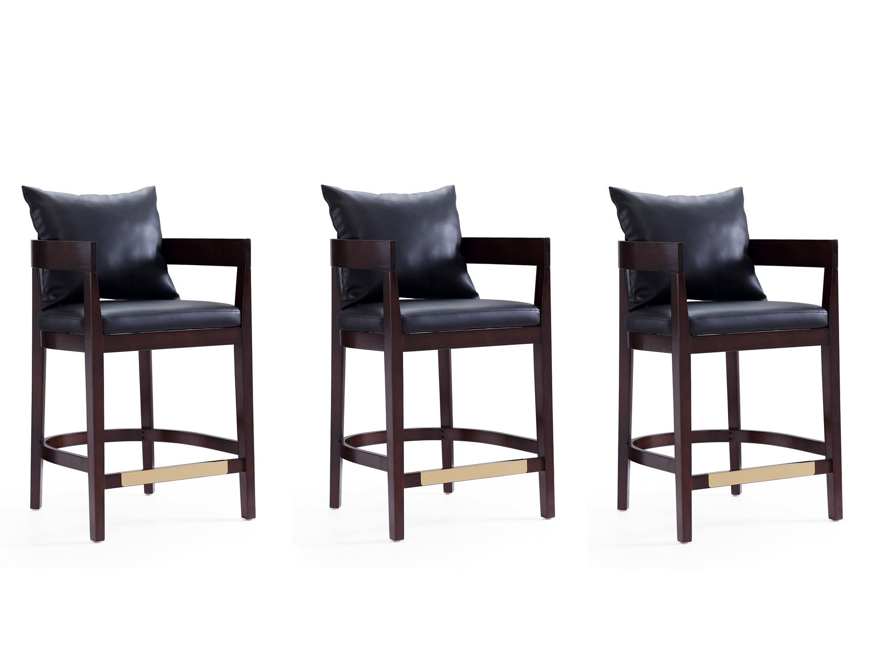 Ritz Counter Stool in Black and Dark Walnut (set of 3) - Ornate Home