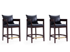 Ritz Counter Stool in Black and Dark Walnut (set of 3) - Ornate Home