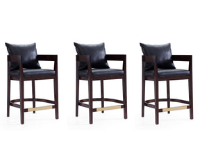Ritz Counter Stool in Black and Dark Walnut (set of 3) - Ornate Home