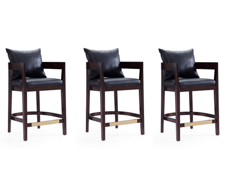 Ritz Counter Stool in Black and Dark Walnut (set of 3) - Ornate Home