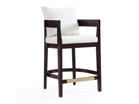 Ritz Counter Stool in Ivory and Dark Walnut - Ornate Home