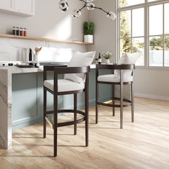 Ritz Counter Stool in Ivory and Dark Walnut - Ornate Home