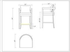 Ritz Counter Stool in Ivory and Dark Walnut - Ornate Home